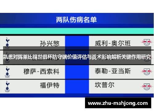 凯恩对阵莱比锡世俱杯防守端价值评估与战术影响解析关键作用研究